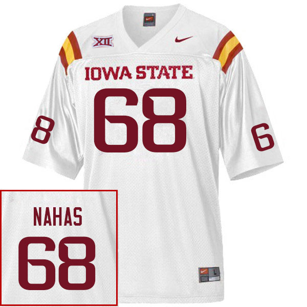 Men #68 George Nahas Iowa State Cyclones College Football Jerseys Stitched Sale-White - Click Image to Close